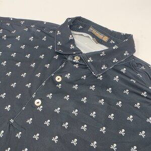 Peter Millar Shirt Mens Medium Black Polo Summer Comfort Skull Golf Performance